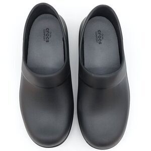 Crocs On the Clock Slip Resistant Clog Women's Sz 9 Black Slip On Dual Comfort